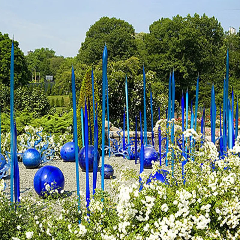 

Blown Art Crafts Standing Floor Lamps 90 to 150 cm Murano Glass Spears for Garden American Engineering Outdoor Blue Sculpture