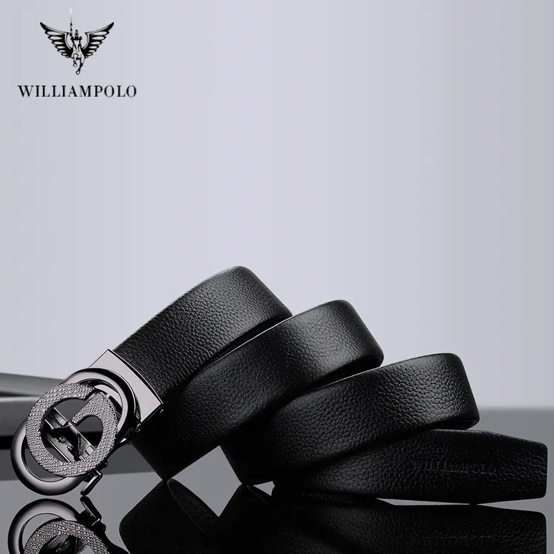 

WilliamPOLO Brand Genuine Leather Belt Man Men's Belt Cow Man Designer Belts Fashion Automatic Buckle Belts For Men Designer