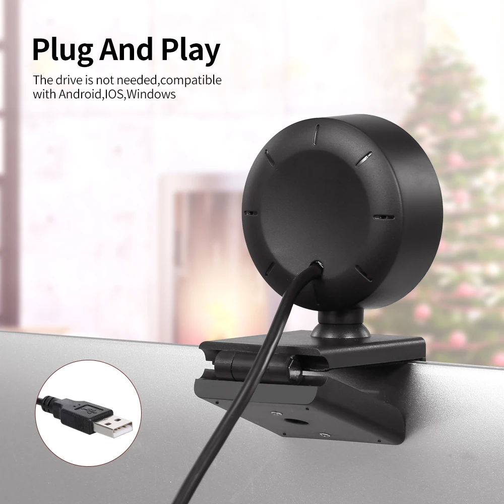 

Webcam 1080P HD Mini Autofocus Webcam with Ring Light Built in Microphone Webcam for Video/Live Streaming/Videoconferencing