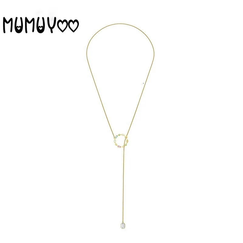 

Fashion jewelry high quality swa, 2020 charm romantic ring crystal radiant color Y-shaped female necklace circle long necklace