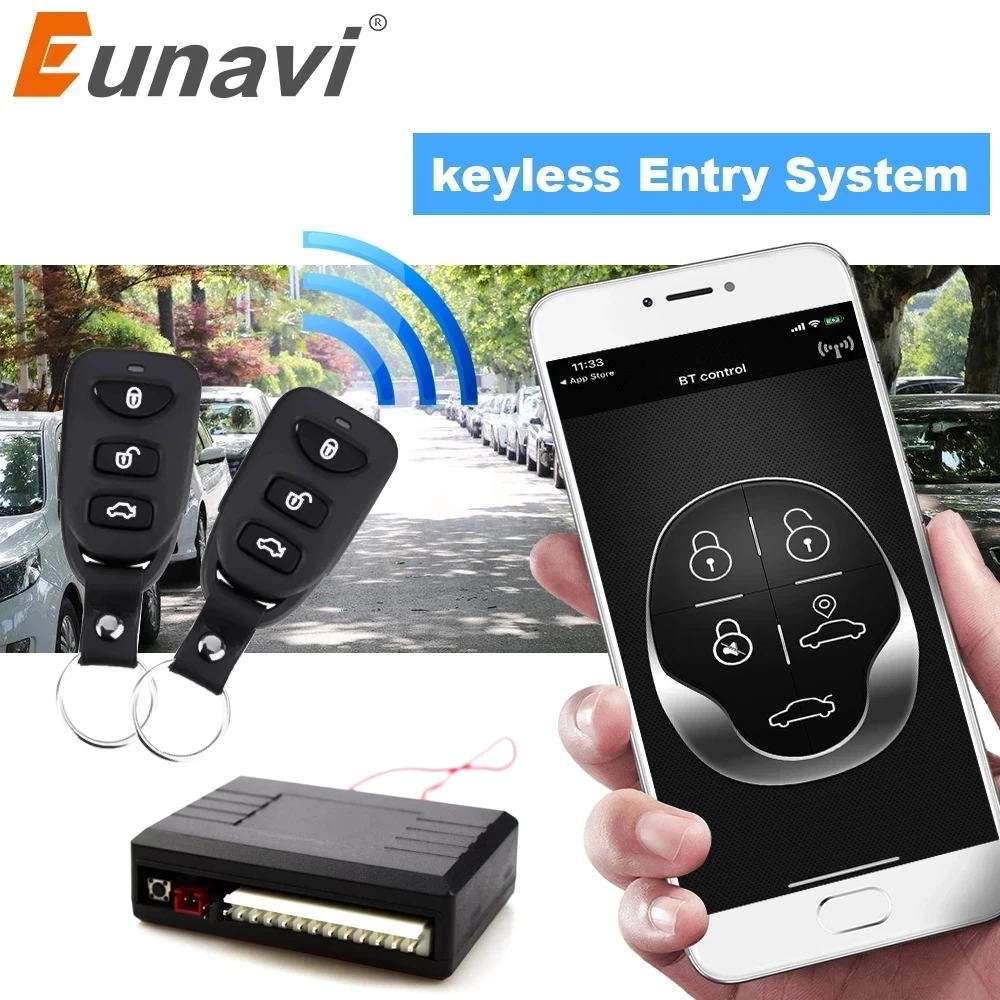 

Eunavi 12V Auto Alarm Systems Car Remote Central Kit Remote Central Door Lock Keyless System Central Locking Intelligent Control