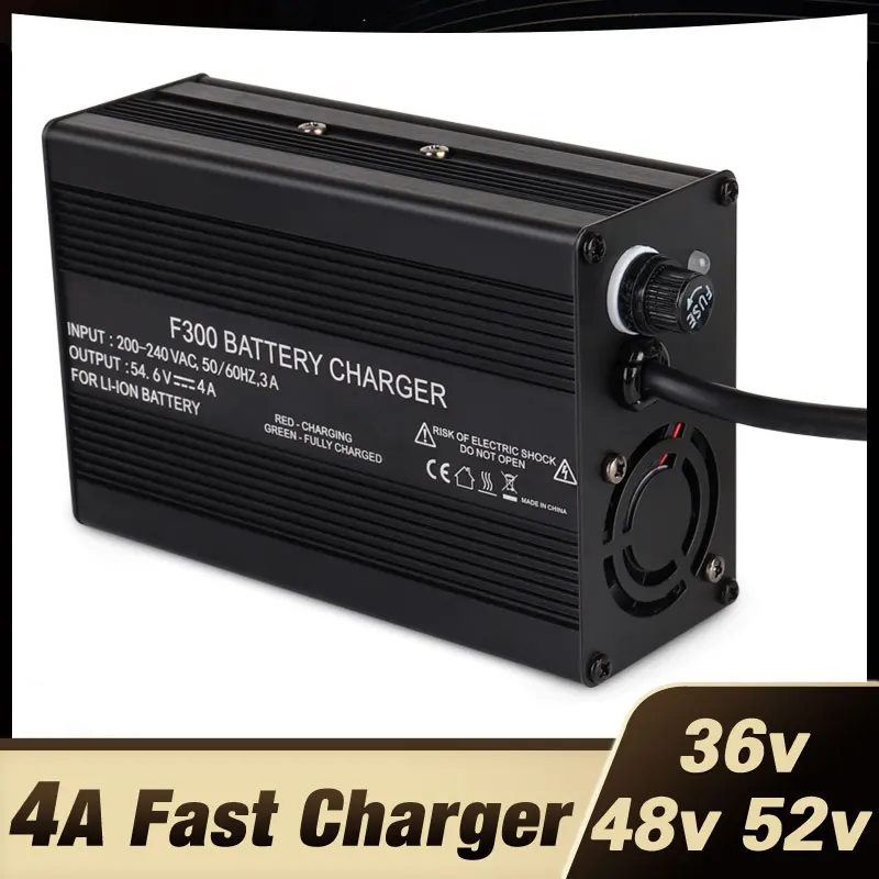 

36V 48V 52V Lithium battery charger 4A fast charger 42V 54.6V 58.8V li-ion battery pack charger ebike electric bike DC XLR RCA