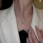 Женское Ожерелье с жемчужным бантом, характерное простое колье до ключиц, вечерняя вечерние жутерия