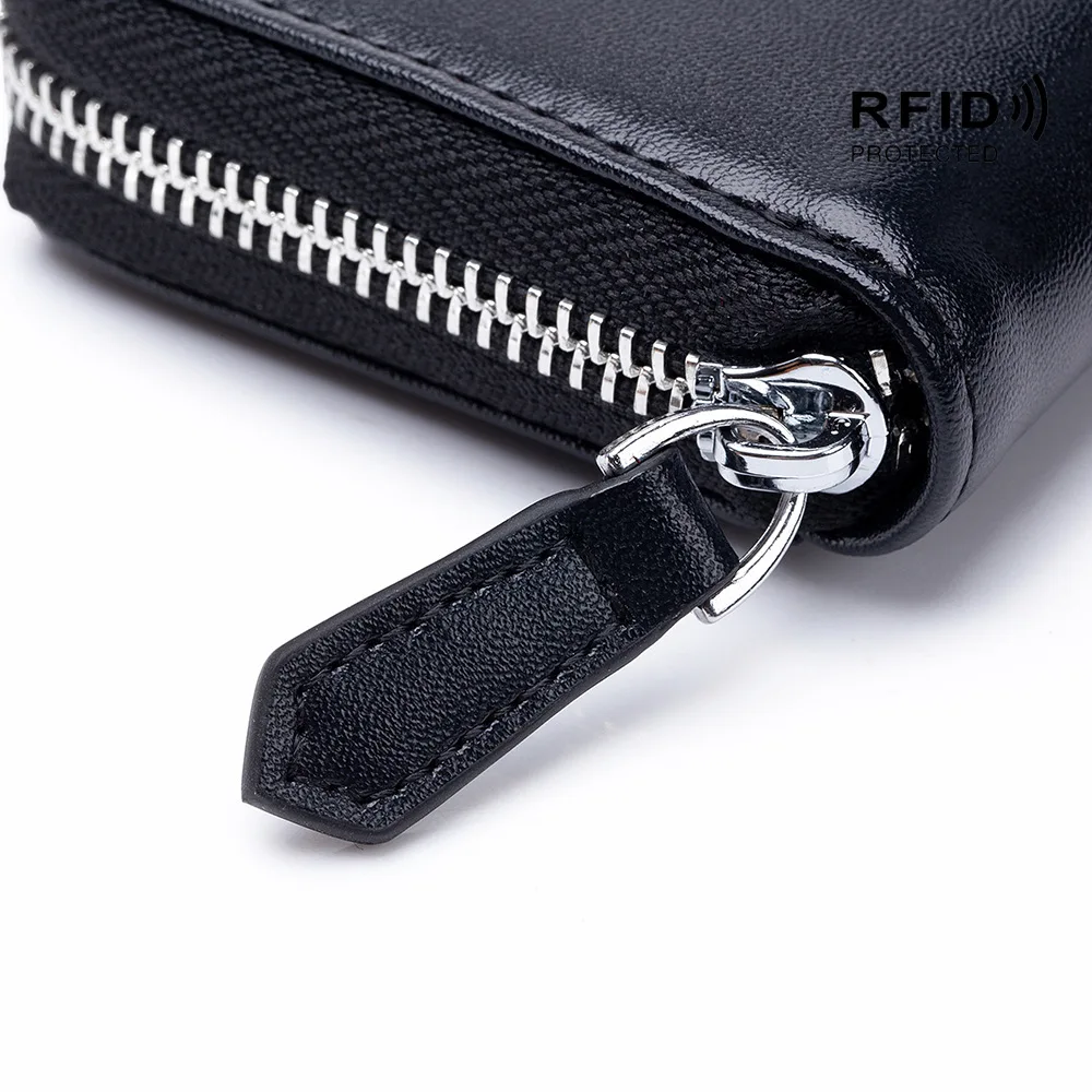 2021 New Leather Ladies Wallet RFID Zipper Coin Purse Card Holder Men And Women Design Black Red Coin Storage Bag