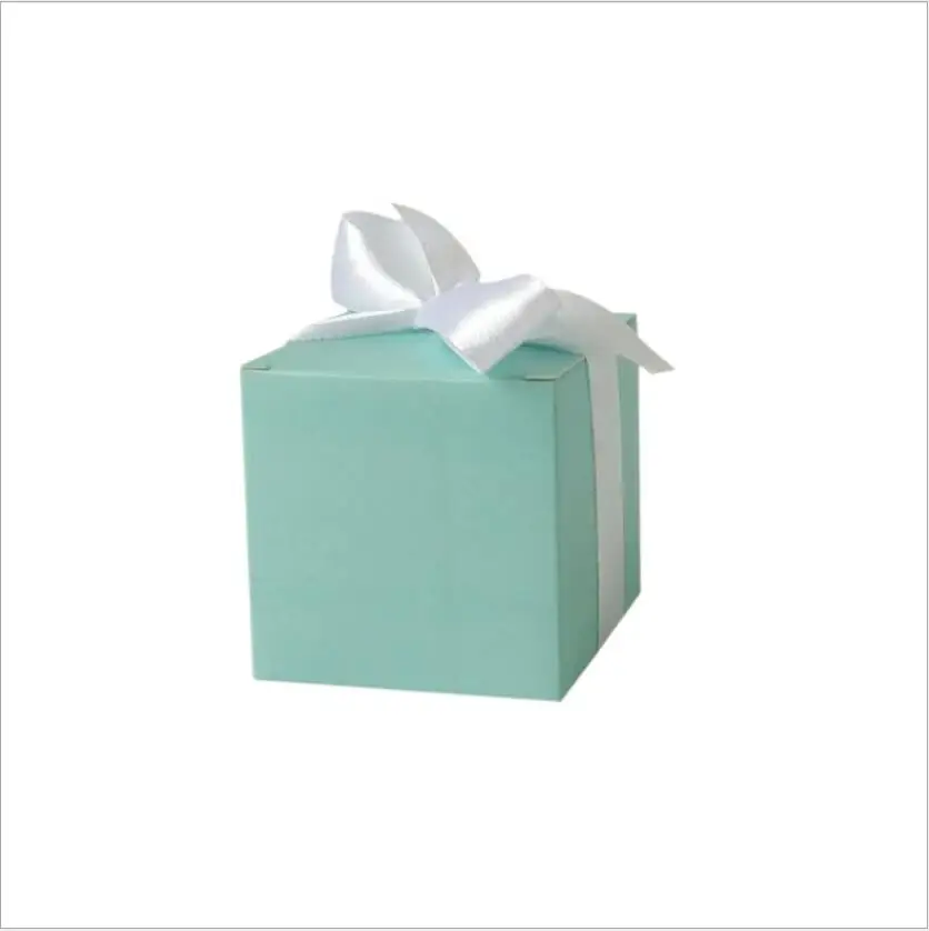 

50 шт./лот 5x5x5 см маленькая бумажная коробка для конфет с лентой, свадебвечерние, подарочные упаковочные коробки
