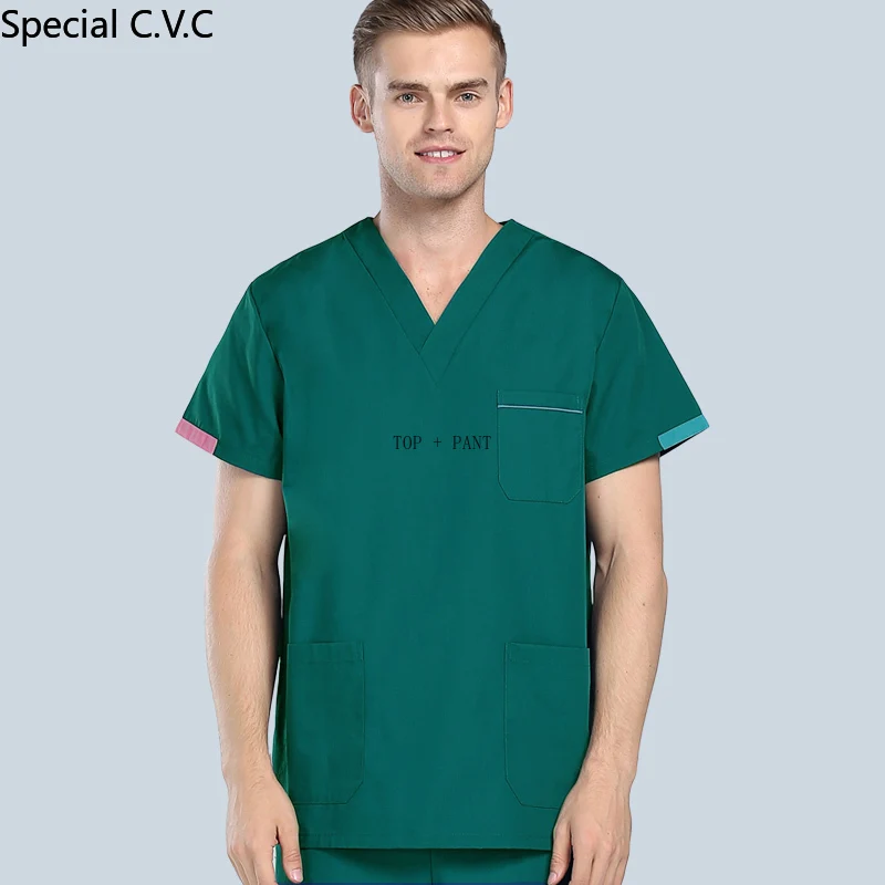 Костюм медицинский мужской из топа с коротким рукавом и шортов|Медицинский