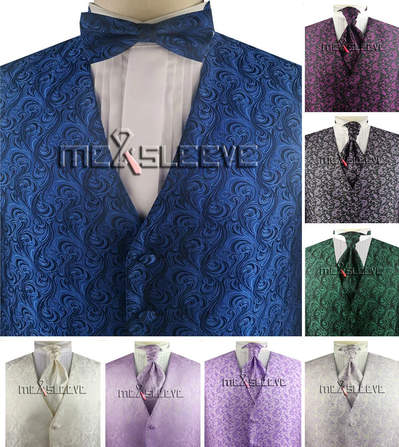 

Men's handsome swirl custom made Waistcoat with Complete Accessories - ascot tie+hanky