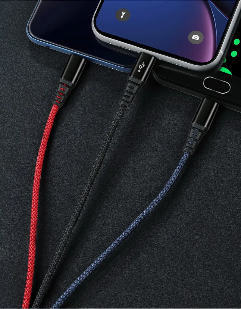 MCDODO 3 А высокопрочный 3 в 1 USB кабель Micro type C для iPhone X XS MAX XR 8 Xiaomi samsung S9 S8 Быстрая зарядка для Android type-c