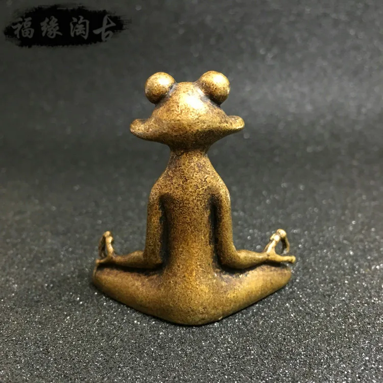 Сборная китайская латунная резная Красивая лягушка лотос чай подставка для