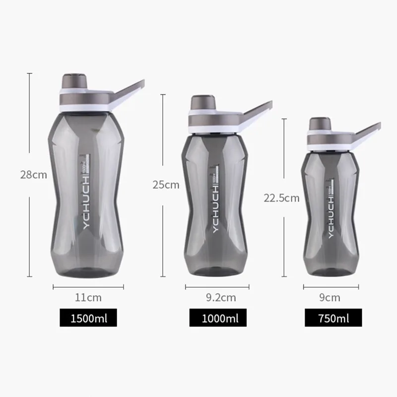 1000 мл/1500 мл вместительные портативные спортивные бутылки для воды Открытый
