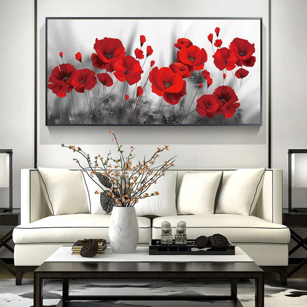 Красные цветы Поппи холст настенные картины художественные плакаты и принты для