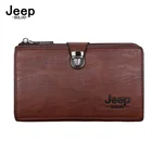 Мужской кошелек-клатч JEEP BULUO, коричневый Длинный кошелек из кожи, деловая сумка с отделением для карт, портфель для ключей, все сезоны, 2019