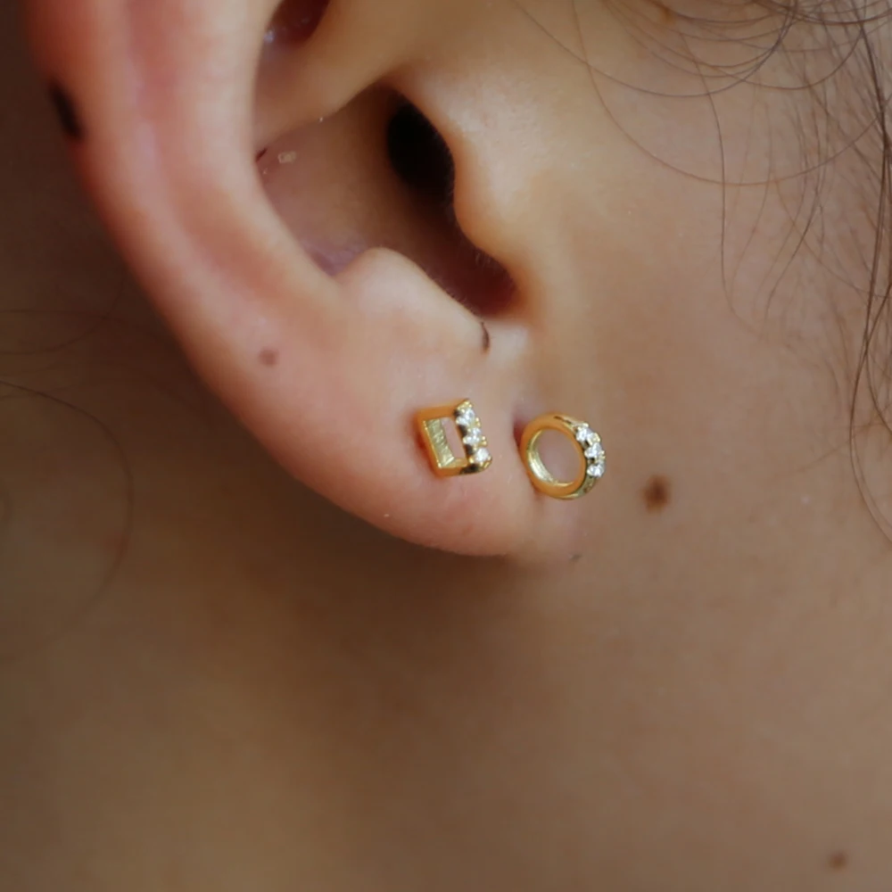 Женские серьги-гвоздики 4 мм простые крошечные геометрические круглые и