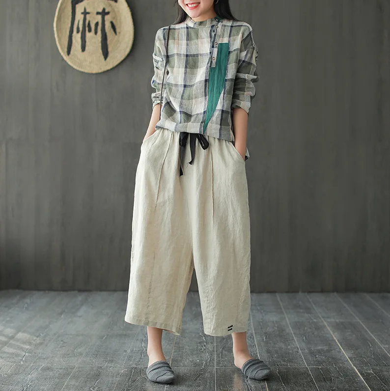 Женская Повседневная футболка в стиле ретро свободная универсальная клетчатая с