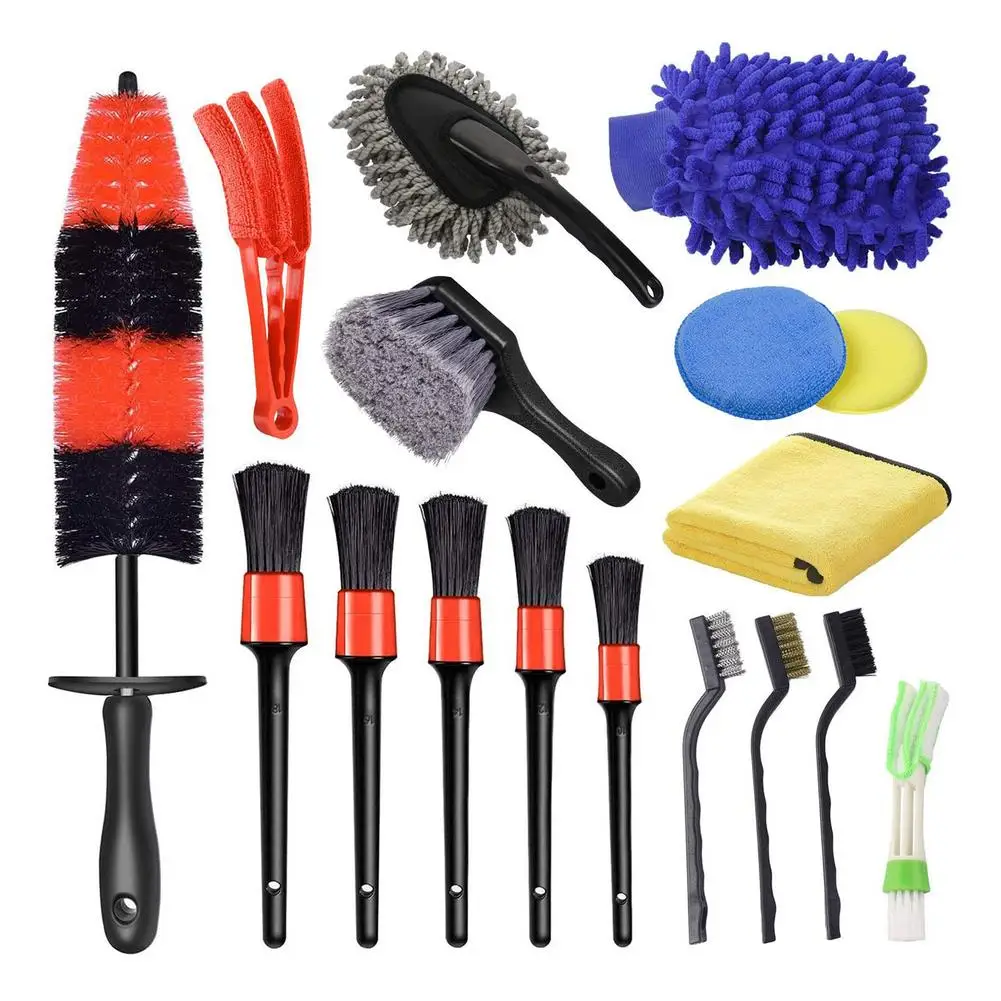 

17Pcs Car Tire Wheel Detailing Brush Set Auto Car Cleaning Accessories Kit Clean Brushes Auto Air Vents Dirt Dust Clean Tools