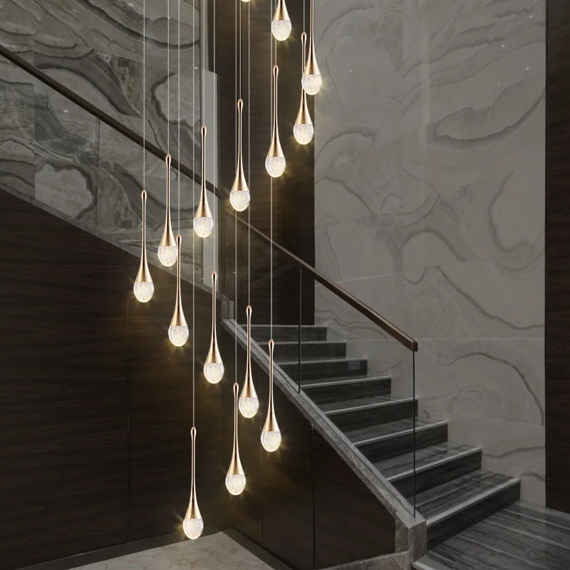 

Современная лестница QUKAU, креативная Хрустальная Подвесная лампа, дуплексное здание в гостевом ресторане, вилла, спиральная лестница