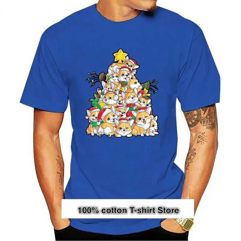 

Новинка, Мужская футболка Corgi, Рождественская рубашка Merry Corgmas, Рождественская елка, Санта, футболка для мальчиков, Приталенная футболка, жен...