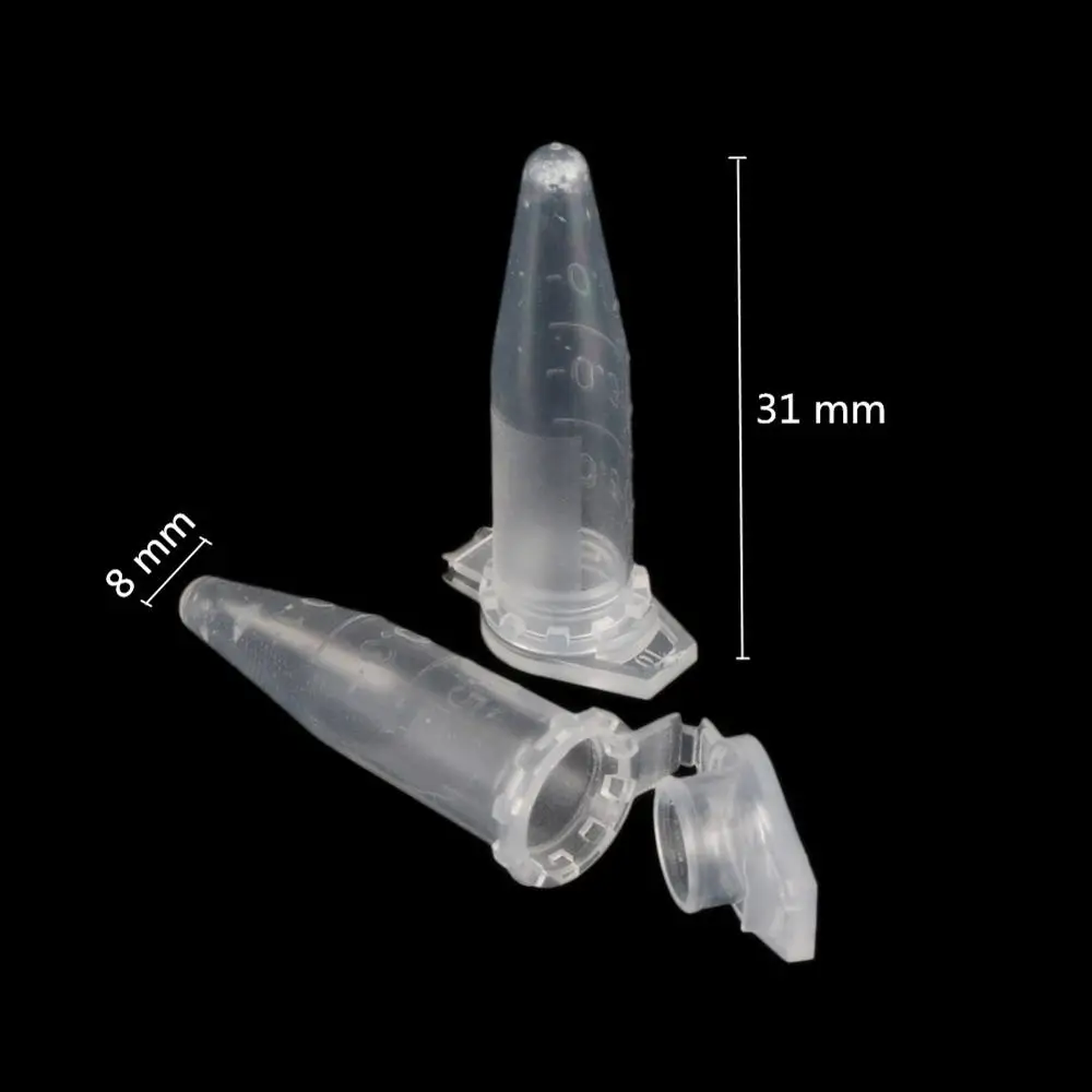 50Pcs 0.5ml Plastic Snap Cap Centrifuge Tube Sample Vial Container Laboratory Test School Teaching Equipment |