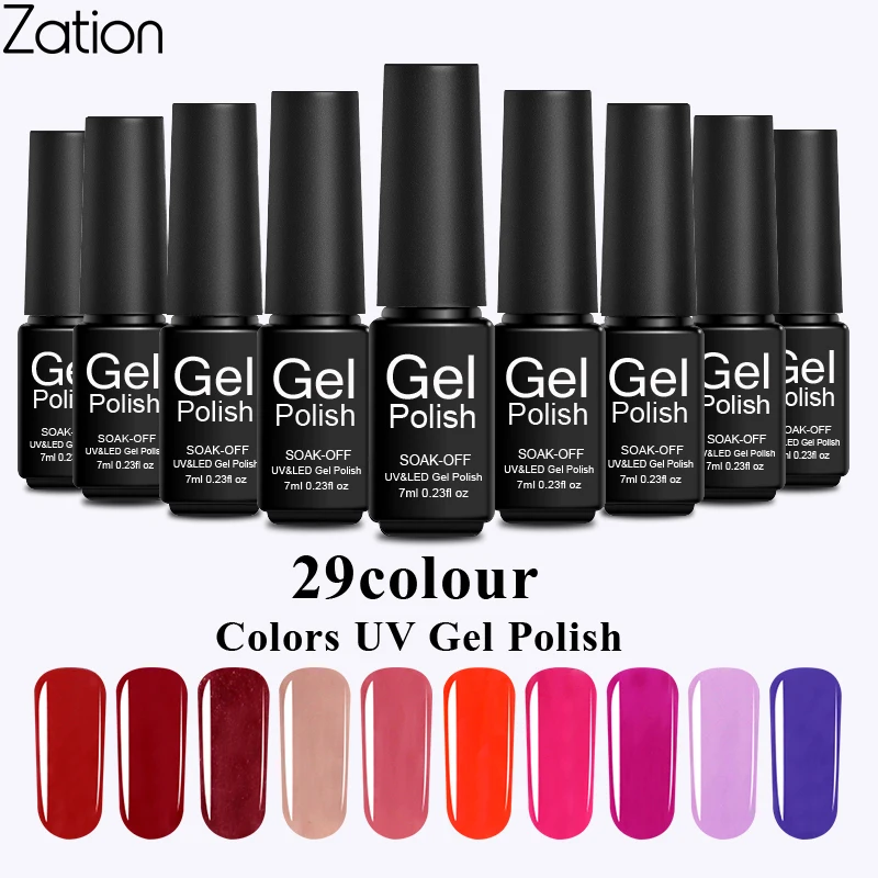 Гель zation лаки для ногтей Vernis полуперманентный УФ светодиодный лак 29 цветов