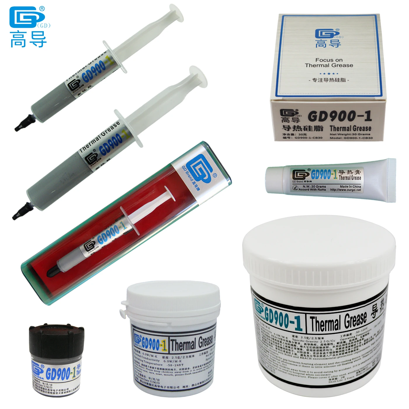 

Net Weight 3/15/30/150/1000 Grams Gray GD900-1 Thermal Conductive Grease Paste Plaster Heat Sink Compound for CPU BX SY ST CN CB