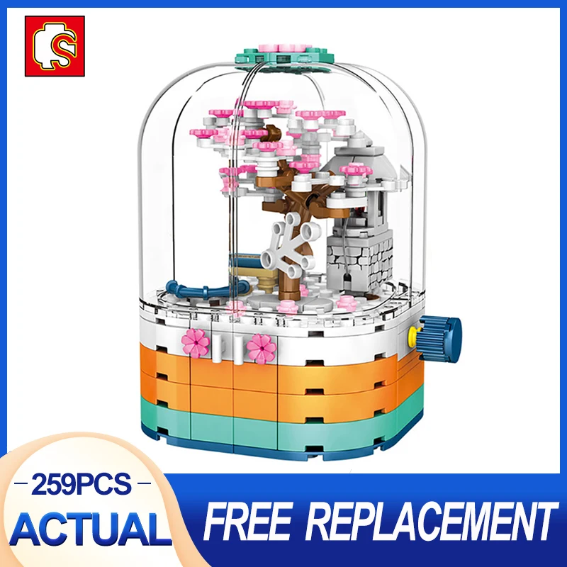 

SEMBO 601077 Cherry Blossom Street View Series Cherry Blossom Rotating Table Box Modular Building Blocks Bricks Children's Toys