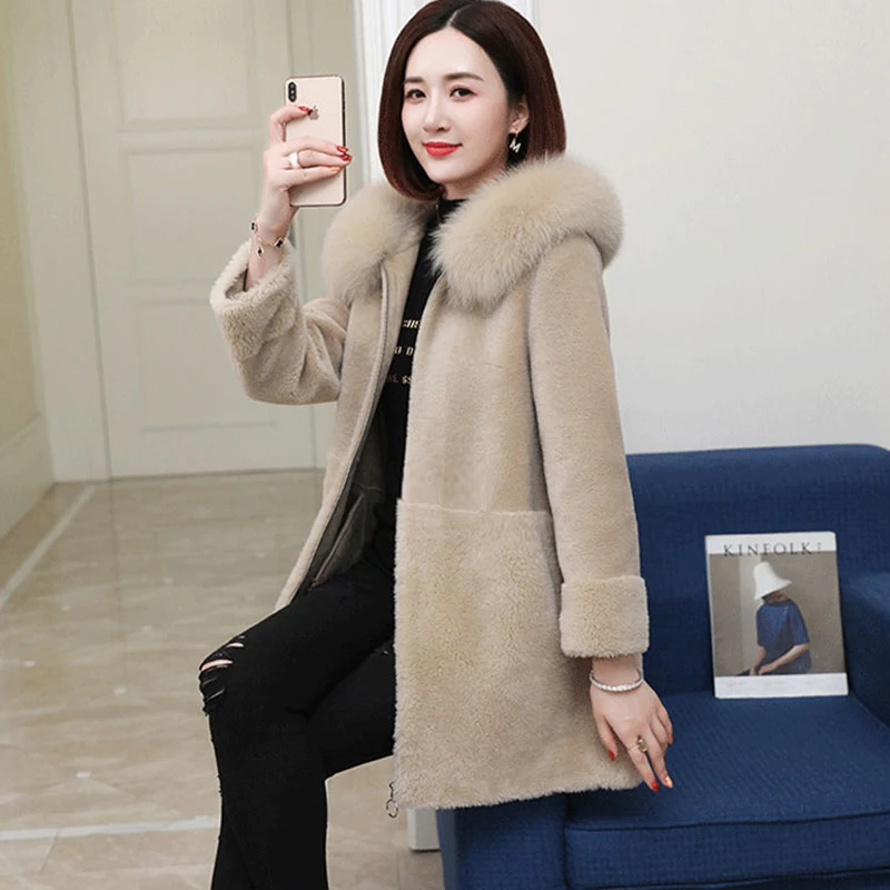 Новинка женское длинное шерстяное дубленое пальто осенне-зимняя утепленная