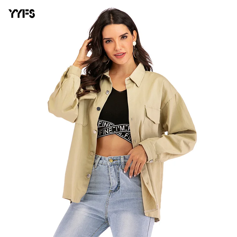 

Autumn and Winter Leisure French Letter Embroidered Long Sleeve Shirt for Women Jean Jacket Woman Jacket