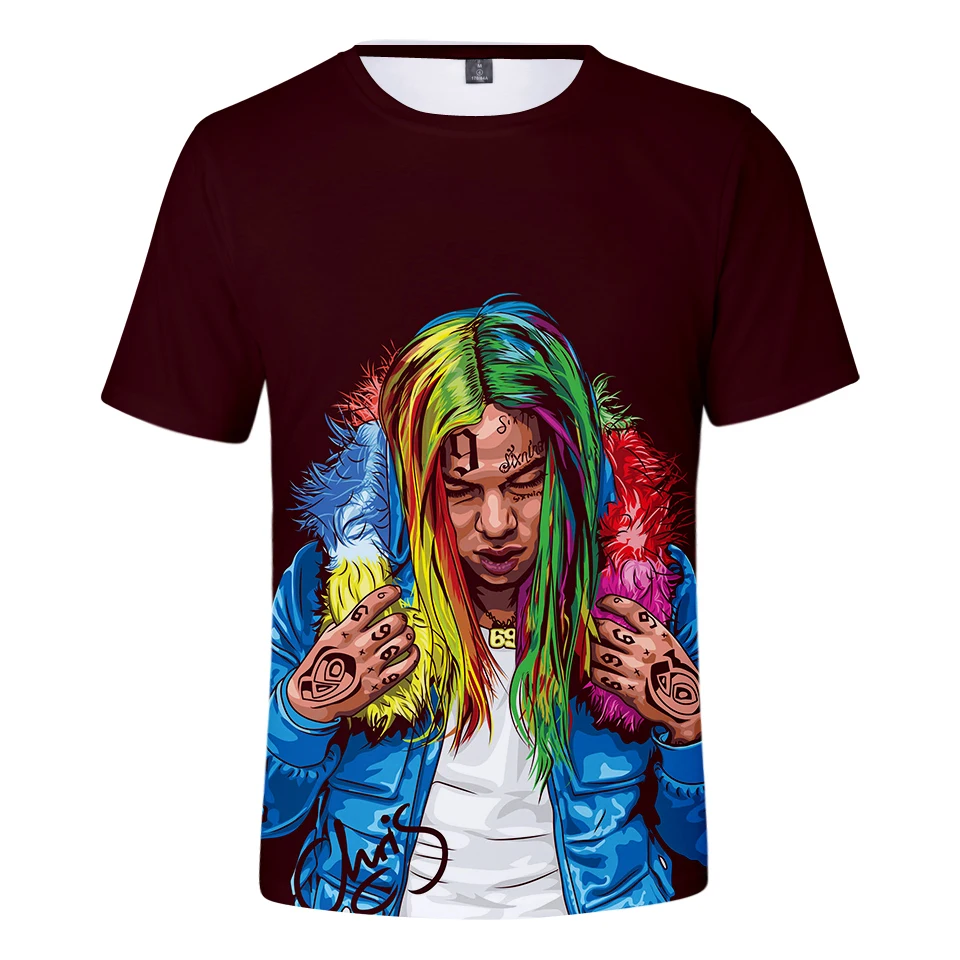 Футболка 6IX9INE для мужчин и женщин Повседневная Удобная рубашка с 3D рисунком
