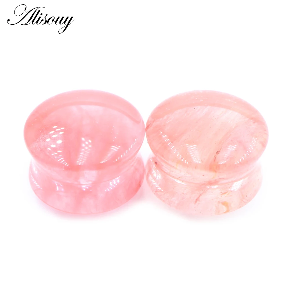 Alisouy 2pcs 3mm-32mm Round Glass Women Men Ear Plug Tunnel Expander Stretcher Flesh Gauges Fake Earrings Body Piercing Jewelry images - 6