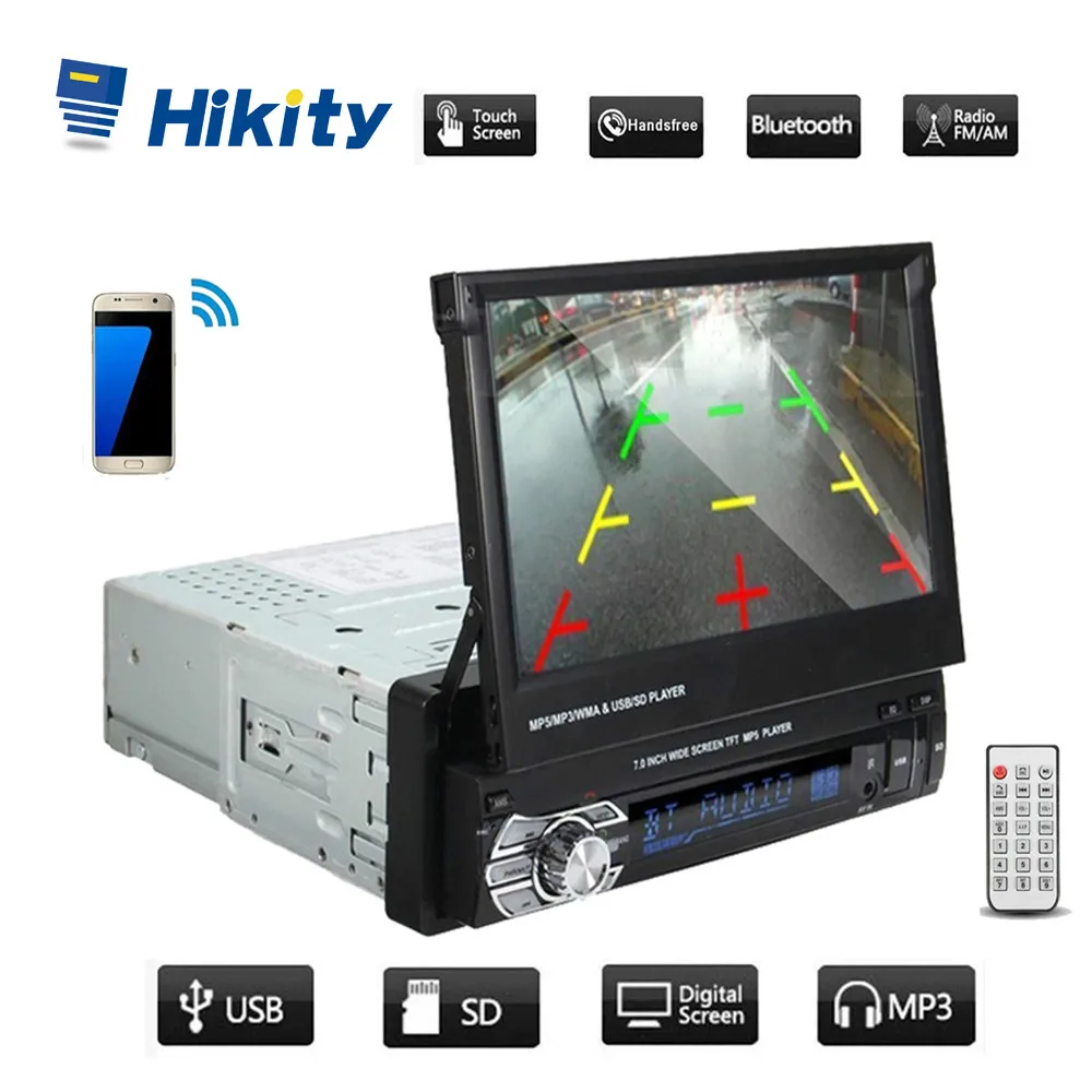 Hikity 2 Din стерео аудио Радио Bluetooth 1DIN " HD выдвижной сенсорный экран монитор MP5 SD FM USB плеер камера заднего вида