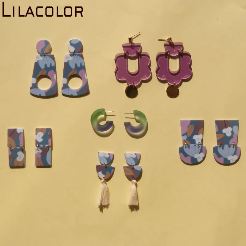 Lilacolor 2020 Модные Новые разноцветные геометрические круглые квадратные акриловые