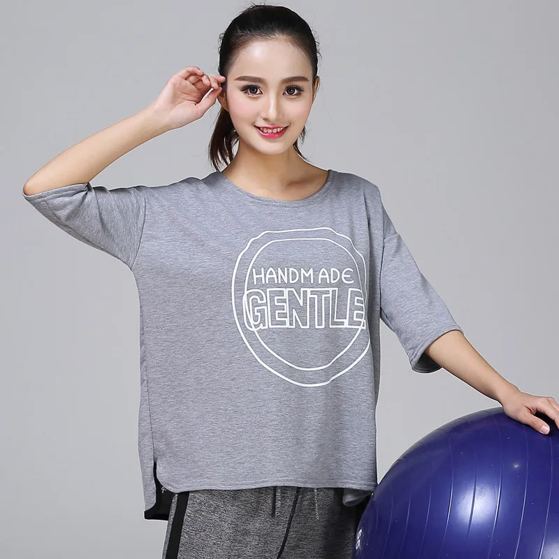 Свободные топы для тренировок женщин черный белый серый короткий рукав женский