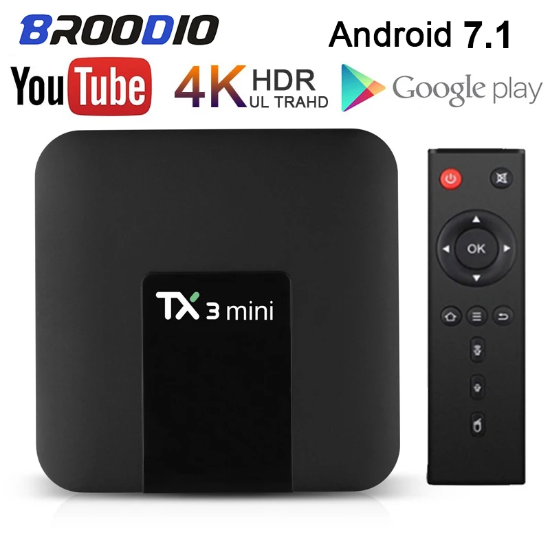 ТВ приставка Android 7 1 четырехъядерный процессор Amlogic S905W TX3 mini 2 ГБ 16 4 ГГц Wi Fi 4K