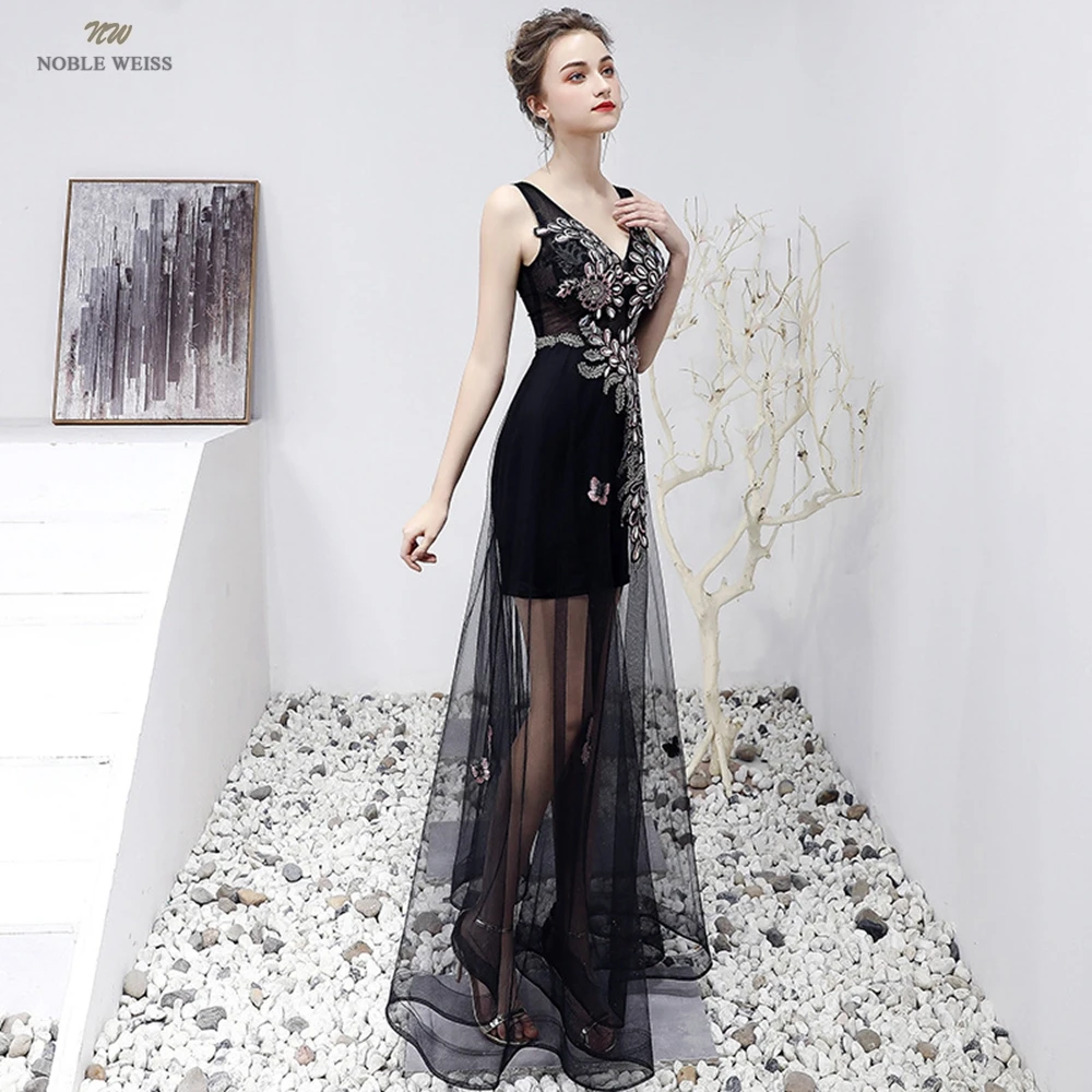 

Prom Dresses V-Neck Floor-Length Long Gown for Women Party Appliques Mermaid Evening Dresses