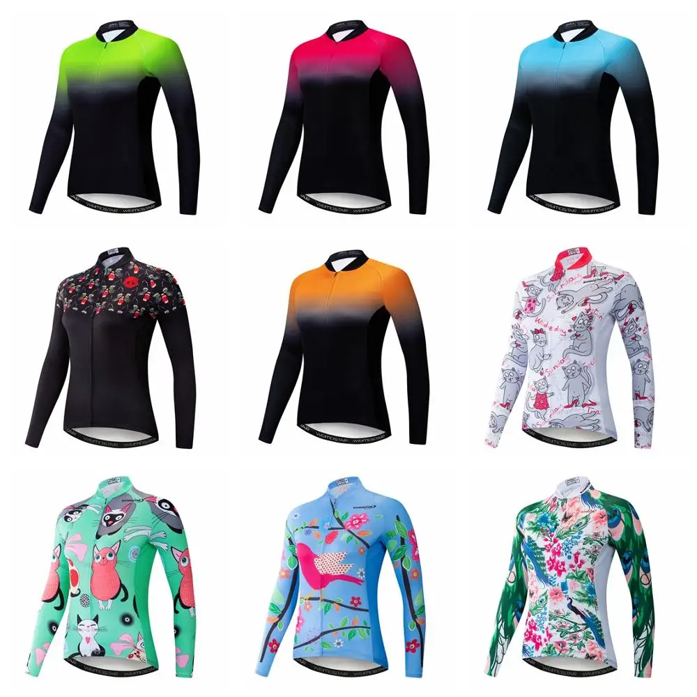 

2019 cycling jersey Women Bike jersey long sleeve Female MTB Top Ropa Ciclismo Maillot Mountain road blouse autumn Spring black