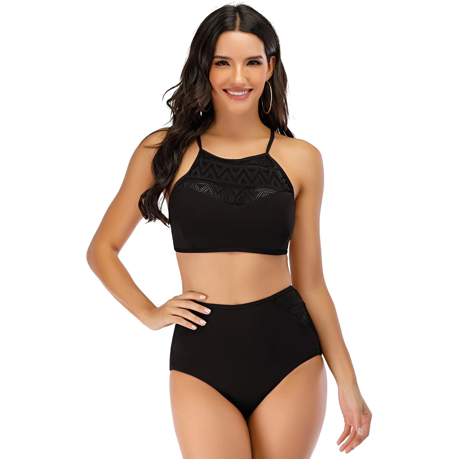 

Swimsuit Women's High Waist Bikini Belly Covered Fashion Cut Out Strap Split Triangle Swimsuit Women's Bathing Suit Beach Wear