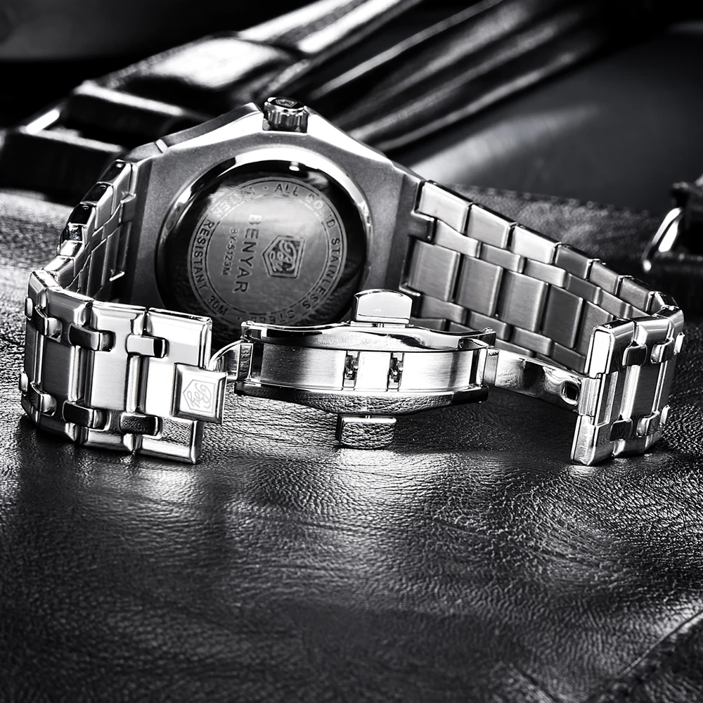 

BENYAR Luxury Brand Quartz Watch Men Japan Miyota 2105 Movt Stainless Steel Military Watch Causal Fashion Wristwatch With Box