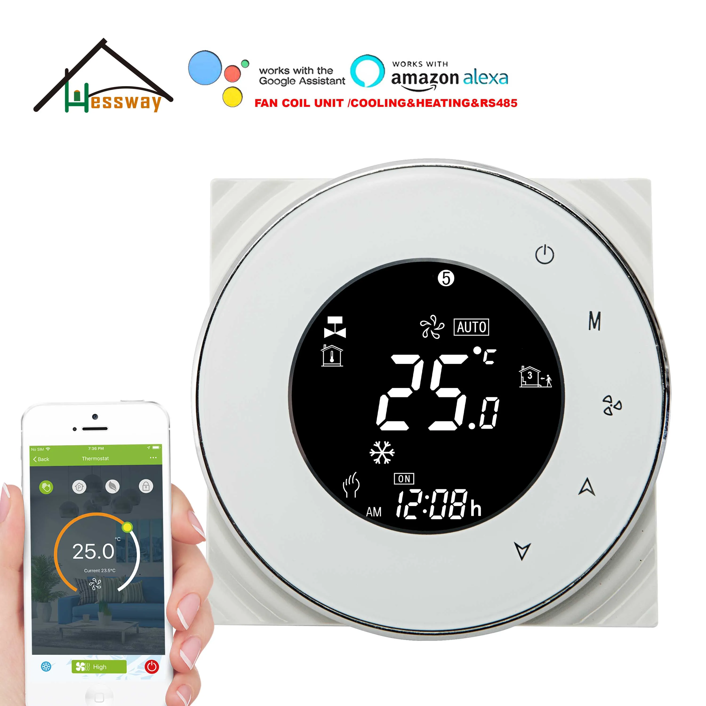 HESSWAY 4p & 2p охлаждение и нагревание rs485 modbus rtu WIFI термостат для системы hvac