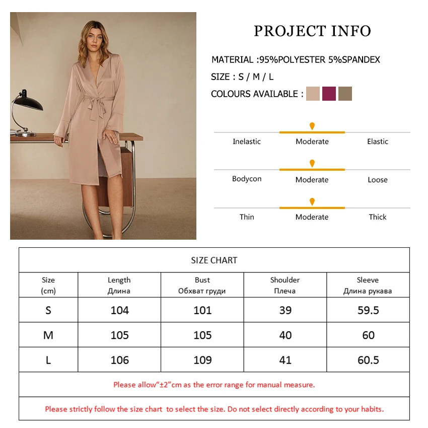 

HiLoc Soild Satin Sleepwear Women Robes Full Slevee Nightgown Noble Knee-Length Silk Dress Robe 2021 Spring Bathrobe Female