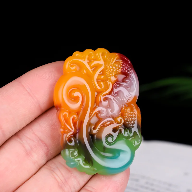 

Natural Color Hand-carved Jade Pendant Pendant Jewelry Necklace, Chinese Zodiac Men and Women Style Pendant Lovers Jade Plaque