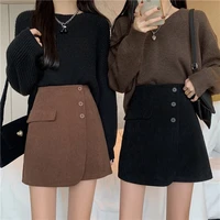 womens autumn and winter 2021 new corduroy solid color irregular short skirt a line bust skirt