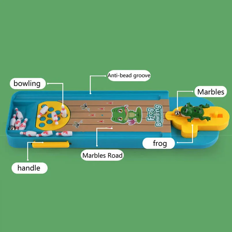 Детская настольная мини-игра в боулинг лягушка забавная комнатная Интерактивная