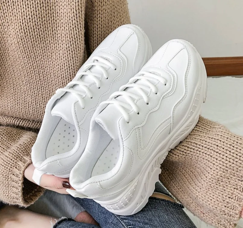 

women sneakers Fashion Whiter Platform Sneakers Ladies Brand Chunky Causal Shoes Woman Leather Sports Shoes