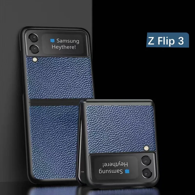 

For Samsung Galaxy Z FOLD 2 Z Flip 3 Flip3 5G Case Genuine Leather Lychee Cross Pattern Full Protective Back Cover Capa Fundas