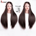 Leeons, дешевый манекен головы с волосами, профессиональный тренировочный парик, голова для тренировок, макияж, длина 65 см, манекен, укладка волос