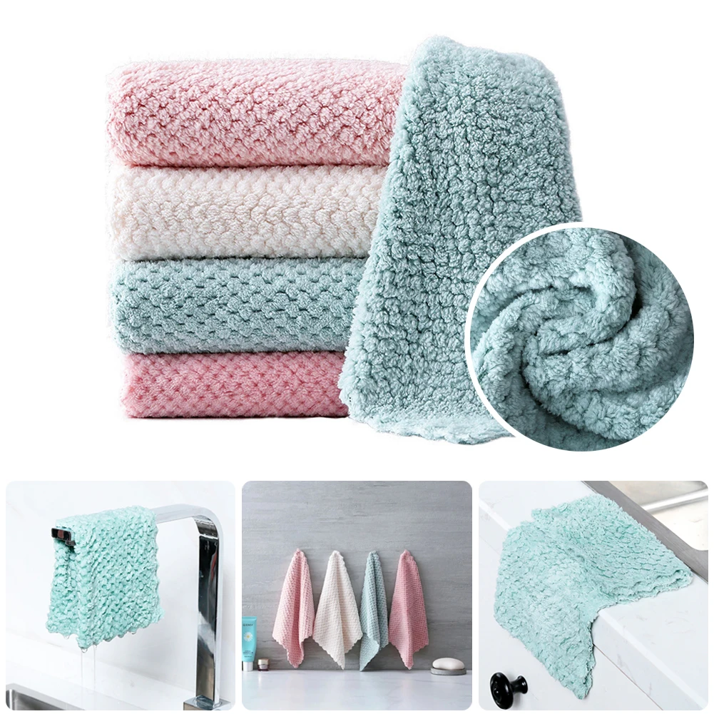 

Soft Microfiber Kitchen Towels Super Absorbent Dish Cloth Anti-grease Wipping Rags Non Stick Oil Household Car Cleaning Towel