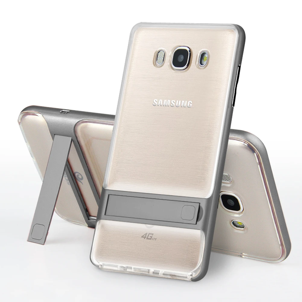 3D Kickstand мобильный чехол для samsung Galaxy J7 силиконовый чехол 5," TPU PC Гибридный телефон задняя Броня сумка samsung J7 J710 J7 LTE - Цвет: Crystal Gray