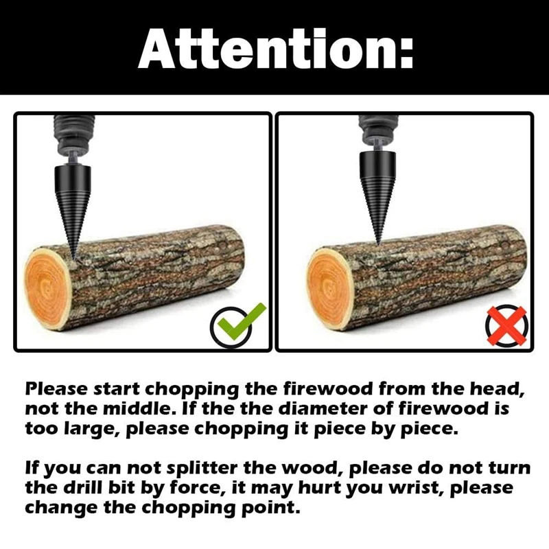 

4 Pcs Wood Splitter Drill Bit Removable Log Splitter Drill Bit Firewood Kindling Splitter for Electric Drill