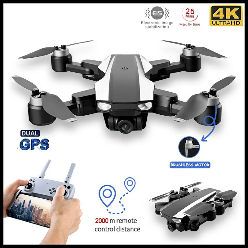 

S105 4K HD Двойная камера GPS 5G WIFI FPV бесщеточный двигатель дистанция 2 км Профессиональный Дрон для аэрофотосъемки игрушки Новогодний подарок