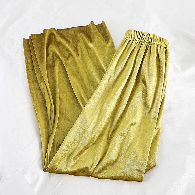 Neploe Velour Wide Leg Pants Female High Waist Stretch Loose Warm Long Pant Autumn Winter Women Casual Solid Trousers 54358